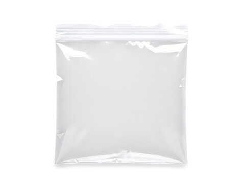 Empty plastic ziplock bag for storage and packaging isolated on white background