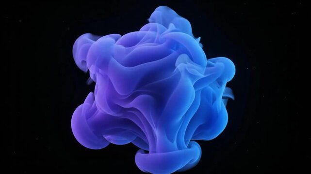 Vibrant Blue Ink Swirling in Water - Abstract Fluid Motion on Black Background