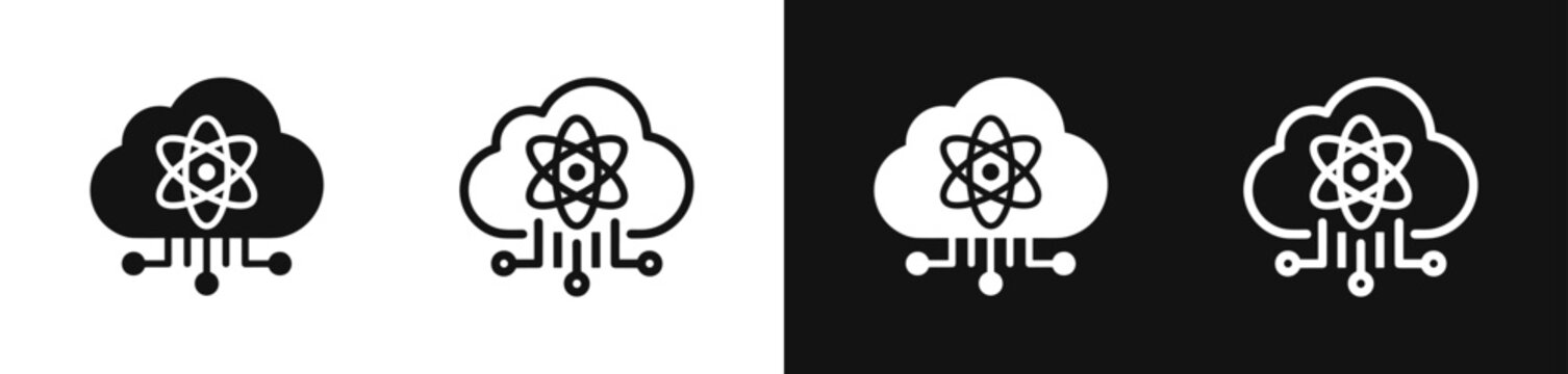 Cloud science technology atom symbol vector icon set