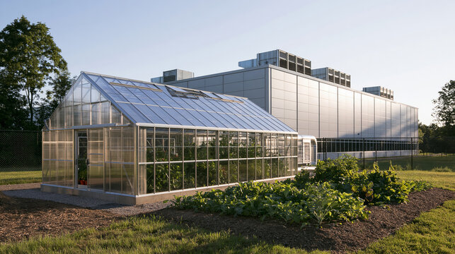Greenhouse beside a data center facility