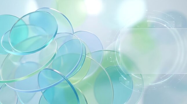 Translucent Aqua Cyan 3D Geometric Disc Background
