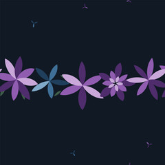 Fototapeta premium Midnight Garden Delicate Daisy Border Stripe Seamless Floral Pattern