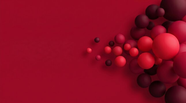 A bold and dynamic 3D geometric background displaying a smooth gradation of spheres in deep ruby and bright crimson red.