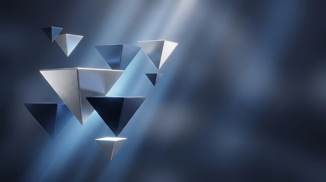 Visionary Midnight Blue 3D Geometric Pyramid Background