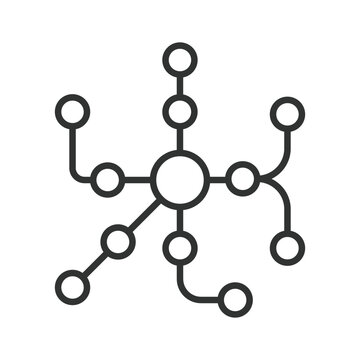 Road interchange map, icon in line design. road interchange map, highway junction map, transport interchange, road map on white background vector. Editable stroke icon.