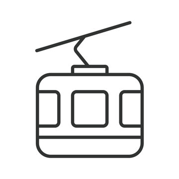 Cable car and gondola transport, icon in line design. Mountain, travel, ski, resort, urban, city, tourism on white background vector. Cable car editable stroke icon