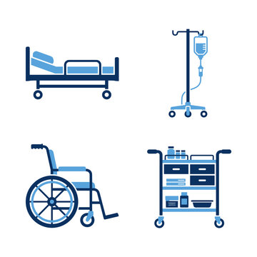 Medical and hospital equipment icon set for healthcare projects