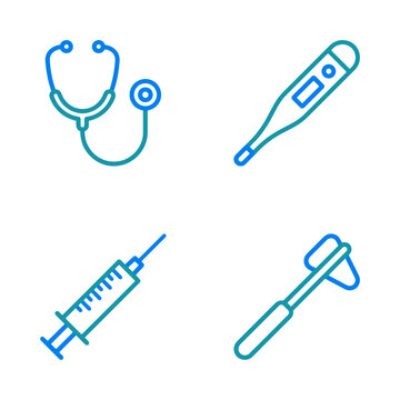 Medical equipment line icons collection for healthcare