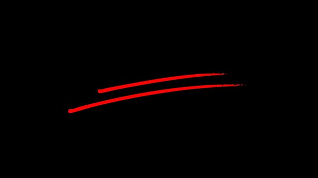 Hand-Drawn Red Highlighter Line Animation, Alpha Channel