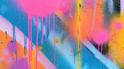 Fototapeta premium Colorful urban graffiti wall texture, vibrant street art background. AI gen