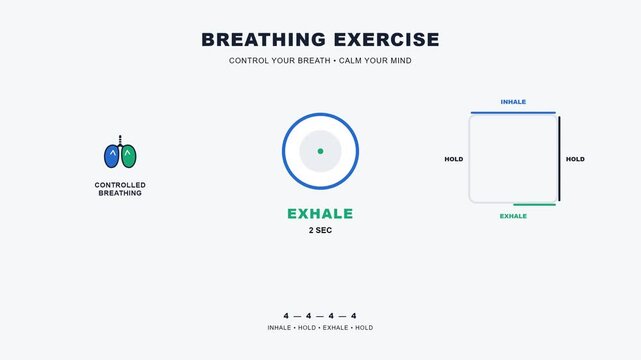 Animated box breathing tutorial interface graphic vector