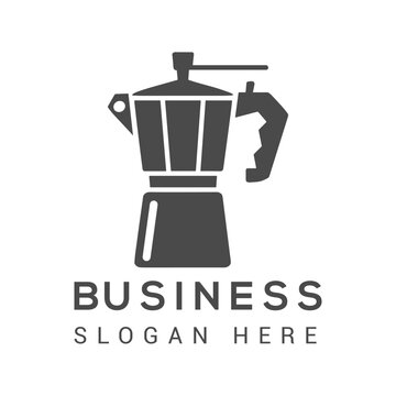 Minimalist moka pot coffee maker icon logo design