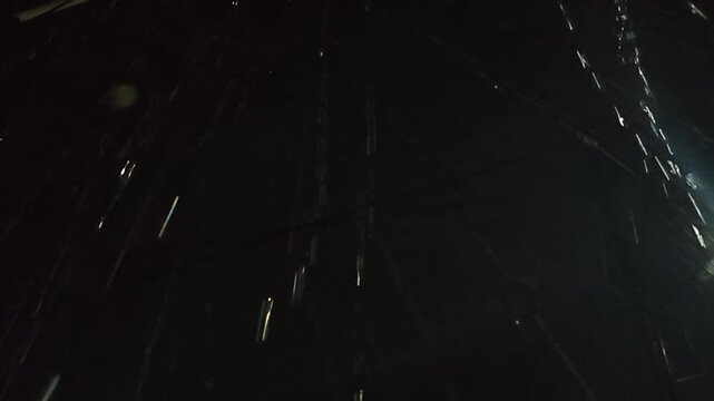 Heavy Rain Falling in Darkness at Night Overlay Background with Falling Raindrops