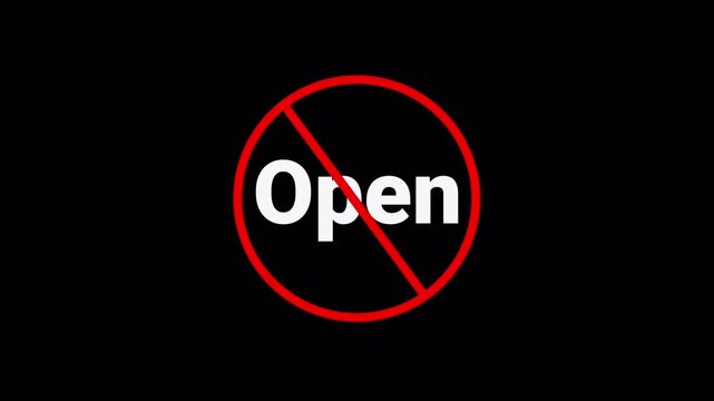 Red Open Ban Symbol Sign Animation Isolated on Transparent Background, stop or no open prohibited red circle animation, Warning, forbidden or ban icon animation. Open Ban Symbol animation in 4k.