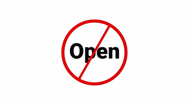 Red Open Prohibition Symbol Sign Animation Isolated on Transparent Background, stop or no open forbidden red circle animation, Warning, prohibited or ban icon animation. Open Prohibition Symbol in 4k.