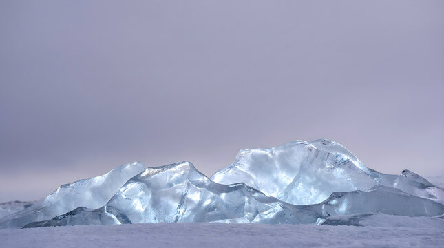 A serene winter landscape with a glistening pile of snow evoking feelings of peace and tranquility