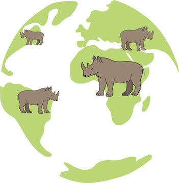 Vector isolated illustration of World Rhino Day.