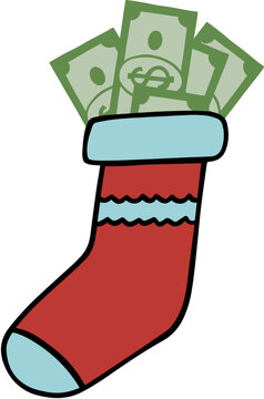 Vector isolated illustration of earning money for Christmas holidays.