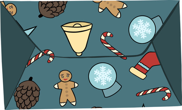 Vector isolated illustration of Christmas holiday correspondence.