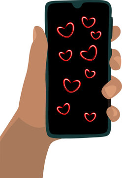 Vector isolated illustration of likes in smartphone.