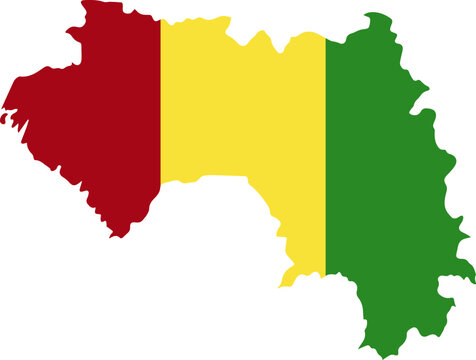 Vector isolated illustration of Guinea map and flag.