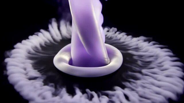 Abstract Purple Smoke Swirl in Dark Studio.
