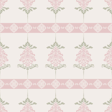 Damask Floral Pattern Vintage Antique Baroque Ornamental Wallpaper Background.