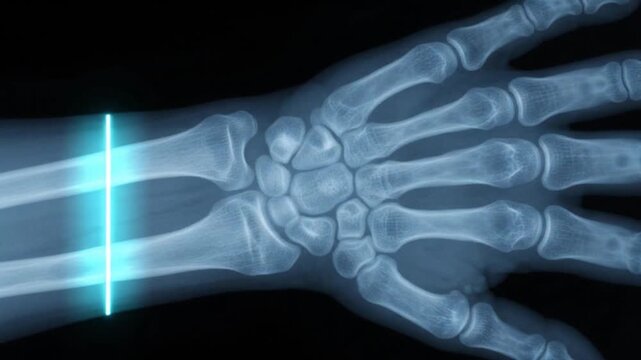 Close up X ray of a Human Wrist and Hand Bones Medical Imaging Skeletal System Detail