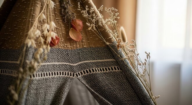 Cozy Boho Teepee Hideaway Adorned With Dried Botanicals