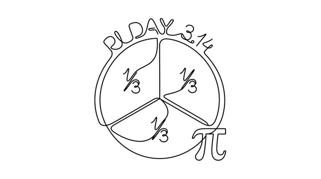 Pi Day circle chart diagram with mathematical symbols.