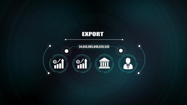 Global export business trade motion graphic, financial investment growth concept, bank icon and idea symbol, corporate leader animation.