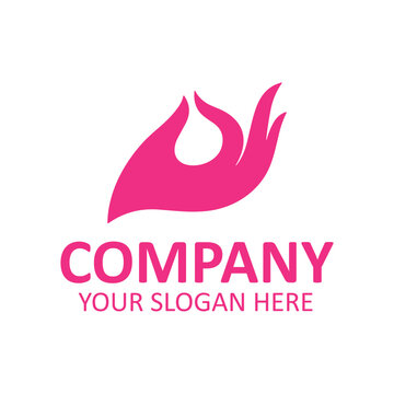 Abstract hand gesture logo design, creative pink hand icon