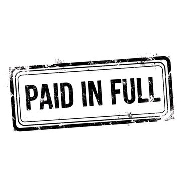 Black paid in full rubber stamp mark on an isolated white background