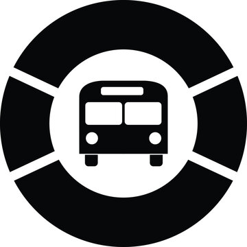 Bus Stop Station Round Sign Public Transportation Icon Emblem Vector Illustration in AI EPS SVG PNG