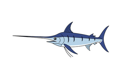 Obraz premium Detailed illustration of a majestic blue marlin or swordfish swimming, representing ocean marine life and sport fishing.