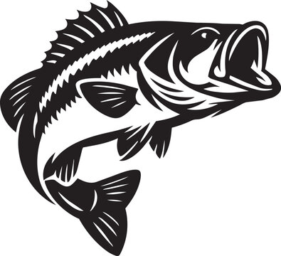 jumping bass fish silhouette design vector illustration