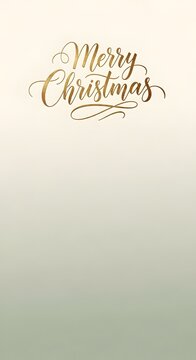 Elegant merry christmas greeting card design with gold calligraphy on soft light gradient