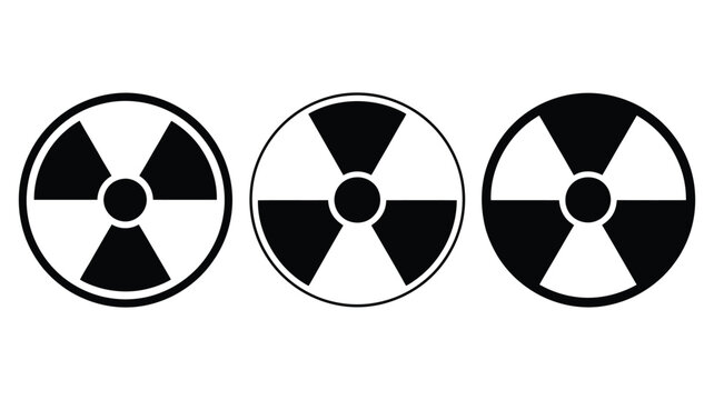 Radioactive vector icons featuring radiation hazards, nuclear warning signs, toxic materials, biohazard alerts, energy risks, and safety symbols