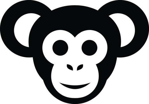 Silhouette monkey head face graphic icon for creative design vector