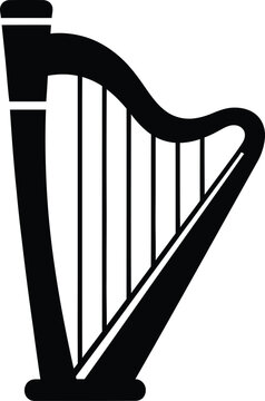 Silhouette of a classical orchestral harp musical instrument vector