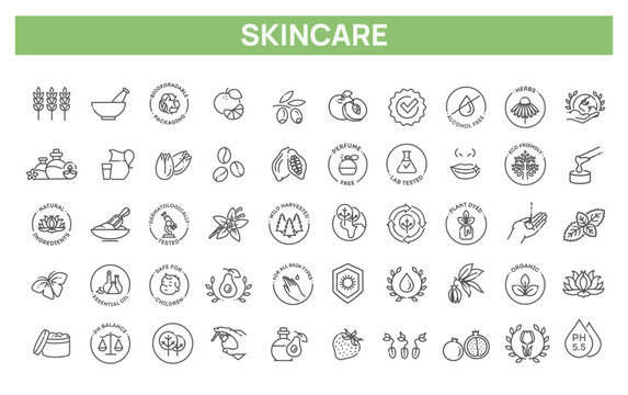 Eco Beauty and Skincare Icons Set