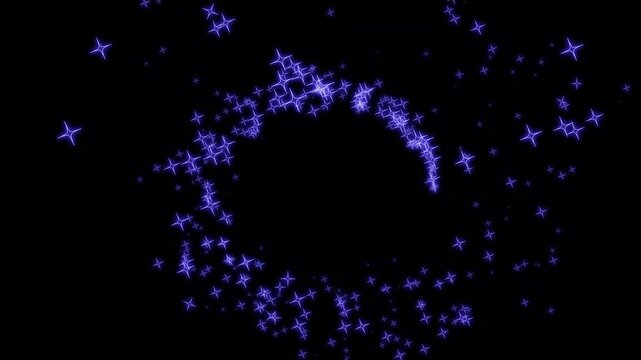 Magical blue star sparkle trail, luxury glitter particles, glowing fairy dust wand effect, shimmering twinkle stars and smooth luminous line transition overlay on black screen background. 4K