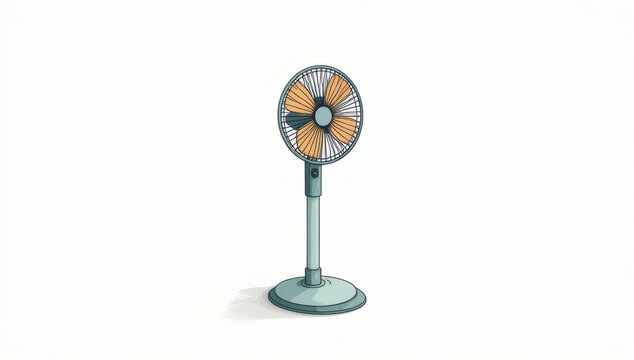 Standing Electric Floor Fan Appliance for Cooling Air Flow Vector Illustration Isolated on White Background
