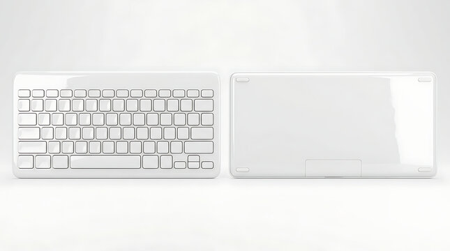 Sleek White Wireless Keyboard with QWERTY Layout on a Clean White Background