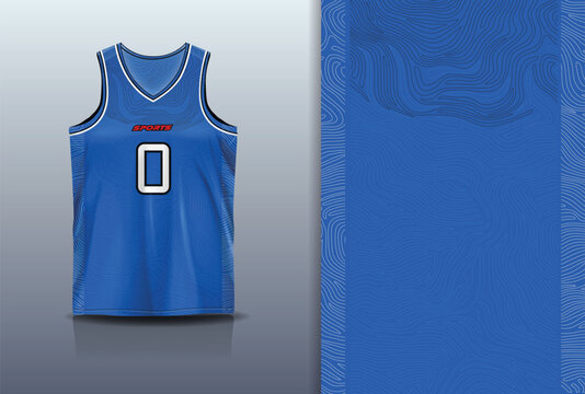Basketball Jersey Sport Streetwear Design Minimalist Blue Topographic Contour Pattern Sublimation Fashion