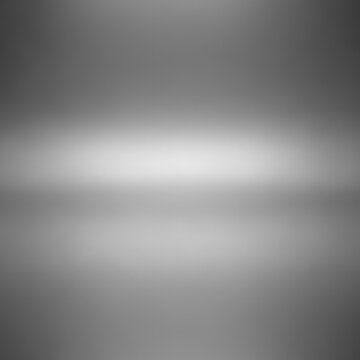 Minimalist grey surface featuring a central horizontal bright white light reflection with smooth metallic texture transition and gradient shading for industrial product backdrop.