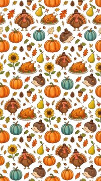 Seamless pattern with thanksgiving elements