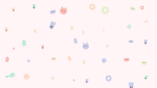 Cute Pastel Food Pattern Animation with Kawaii Characters and Bubble Tea