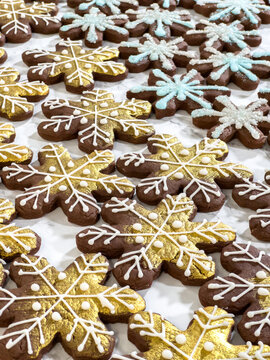 Decorated snowflake cookies repeating pattern