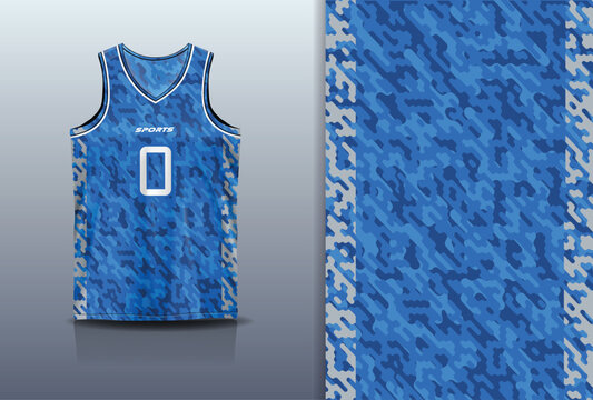 Basketball Jersey Sport Streetwear Design Abstract Blue Camouflage Pattern Sublimation Fashion